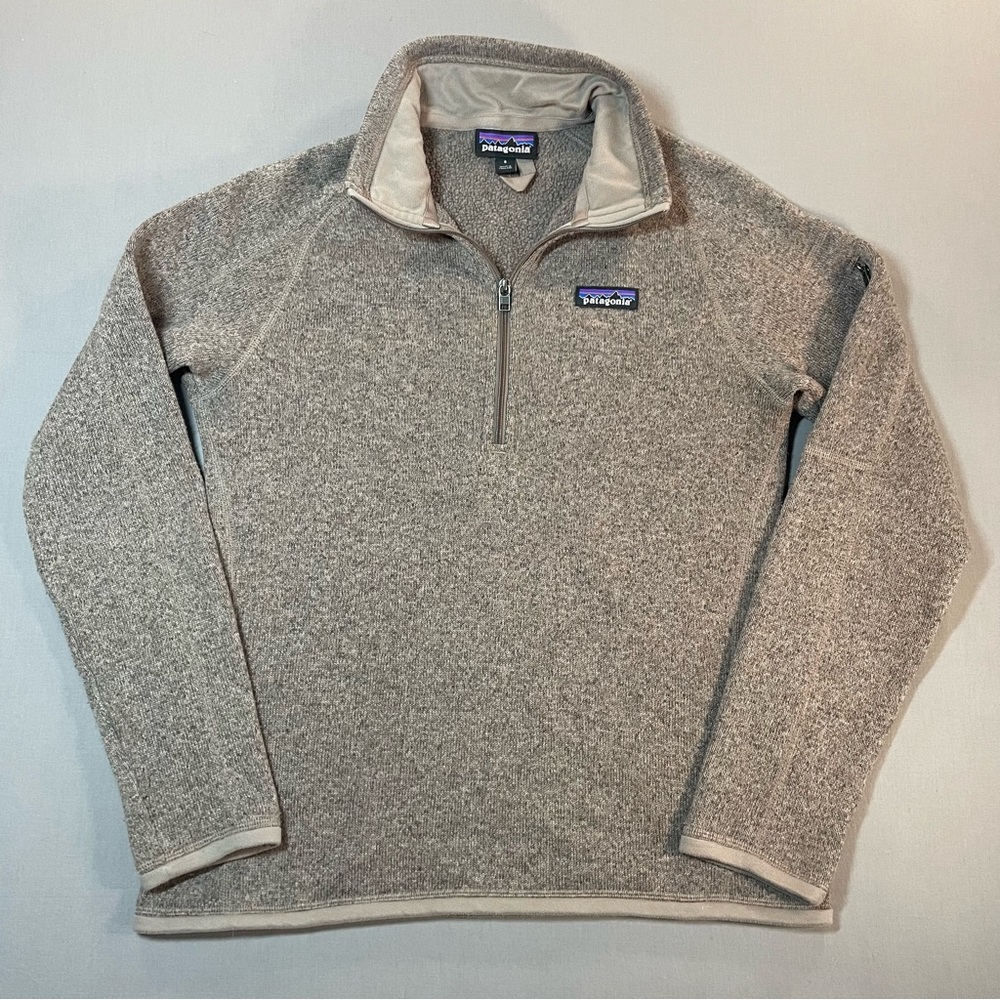 Patagonia Better Sweater 1/4 Zip Fleece Pullover Long Sleeve, Tan - Womens Small